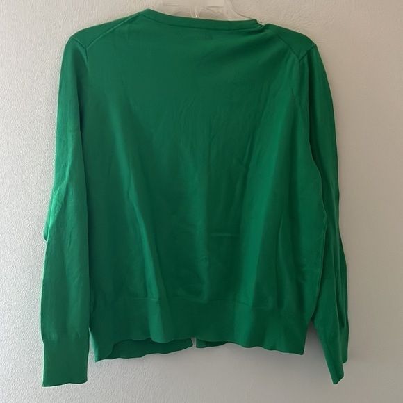 Land’s End green basic fine knit buttoned down long sleeves cardigan Sz L/P - Picture 4 of 6